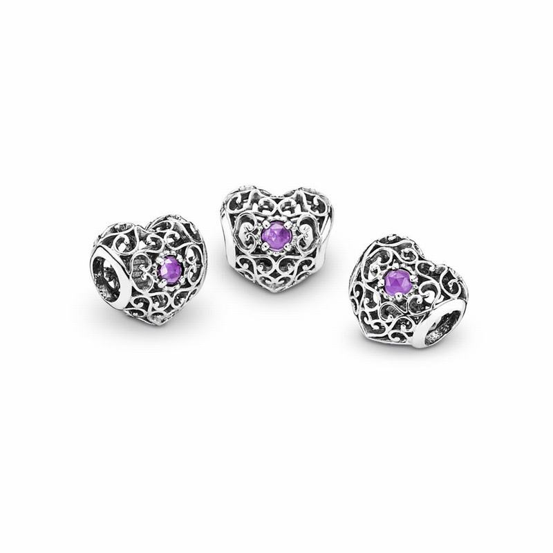 Pandora February Signature Heart Charm Silver Egypt RW3192540